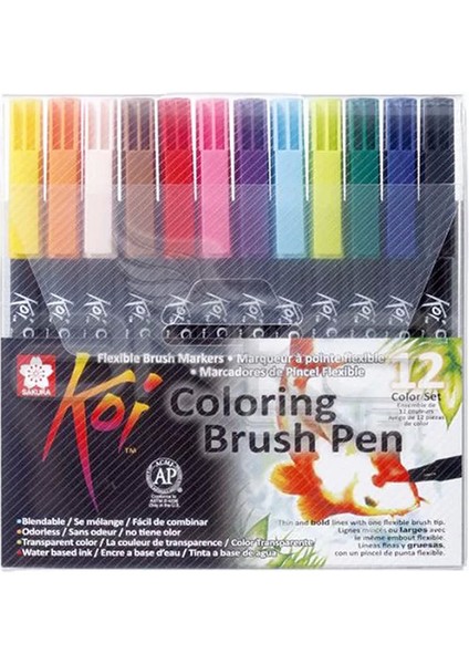 Koi Coloring Brush Pen Fırça Uçlu Kalem 12LI Set