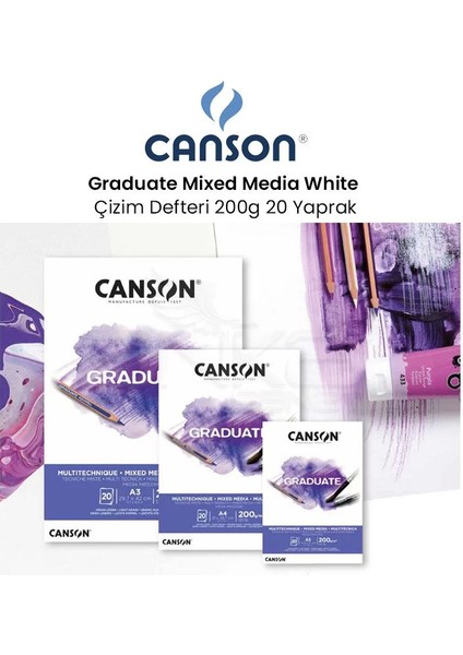 Graduate Mixed Media White Çizim Defteri 200G 20 Yaprak