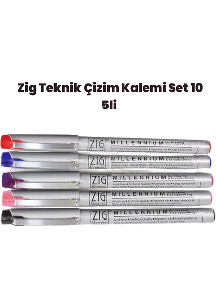 Teknik Çizim Kalem Set 10 5li 0,8mm