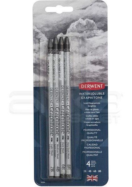 Watersoluble Graphitone Aquarel Grafit Kalem 4lü Set