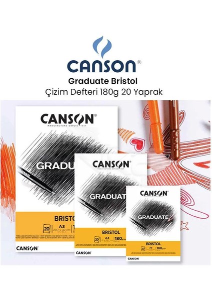 Graduate Bristol Çizim Defteri 180G 20 Yaprak