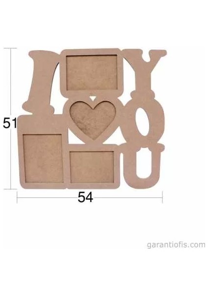 Hobi-Art Çer 151 Dekoratif I Love You Tasarımlı Ahşap Resim Çerçevesi