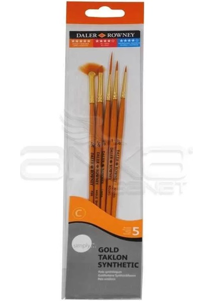 Daler Rowney Simply Gold Taklon Synthetic 5li Fırça Seti KOD:500 fiyatları