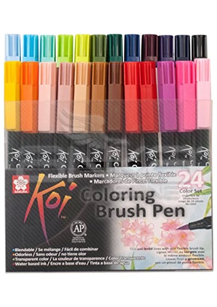 Koi Coloring Brush Pen Fırça Uçlu Kalem 24LÜ Set