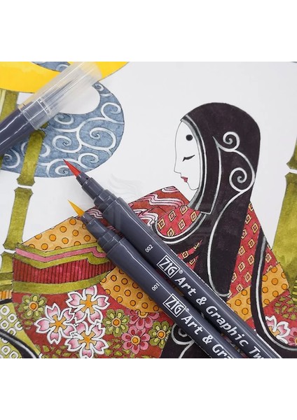 Art & Graphic Twin Rb+F Çift Uçlu Çizim Kalemi 12LI Set TUT-95/12VGR