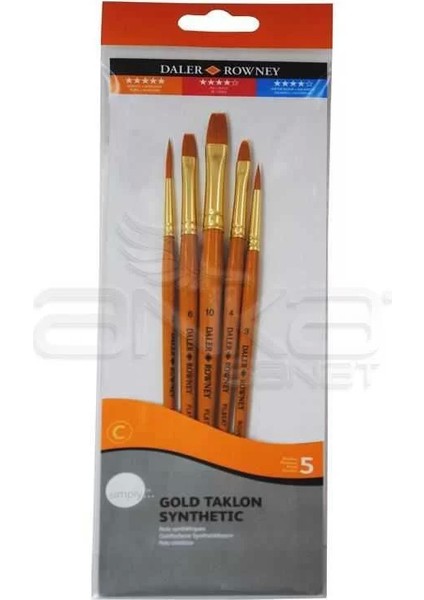 Daler Rowney Simply Gold Taklon Synthetic 5li Fırça Seti KOD:501 fiyatları