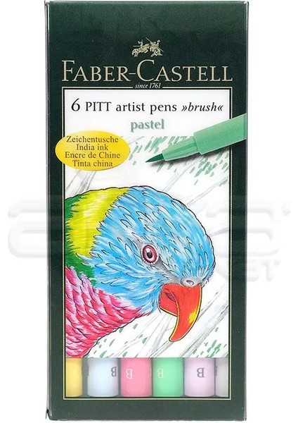 Faber Castell 6 Pitt Artist Pen Fırça Uçlu Çizim Kalemi Pastel 167163