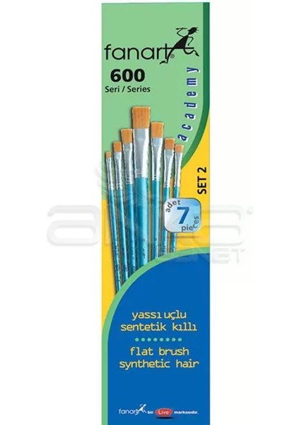 Academy Seri 600 Yassı Uçlu Fırça Seti No:2 7li