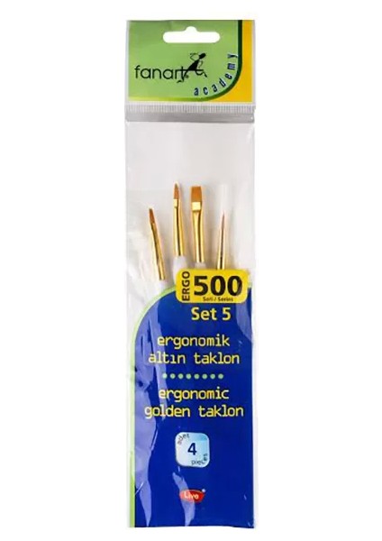 Ergonomik Altın Taklon Fırça Seti 500 Seri 4lü Set 5