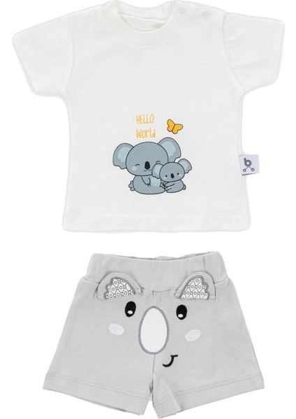 Hero Kısa Kol Desenli Bebek T-Shirt & Nakışlı Şort Seti Koala