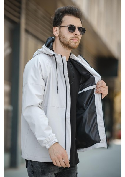 Mmx Baskılı Suya Dayanaklı Slim Fit Erkek Kapüşonlu Mevsimlik Mont Yağmurluk fiyatları