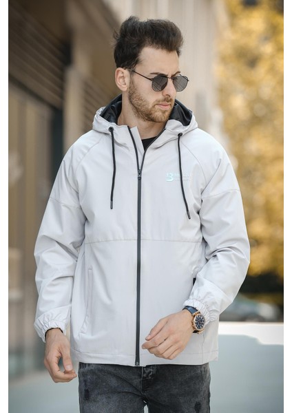 Mmx Baskılı Suya Dayanaklı Slim Fit Erkek Kapüşonlu Mevsimlik Mont Yağmurluk fırsatları