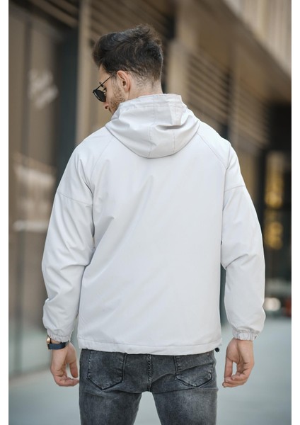 Mmx Baskılı Suya Dayanaklı Slim Fit Erkek Kapüşonlu Mevsimlik Mont Yağmurluk indirimleri