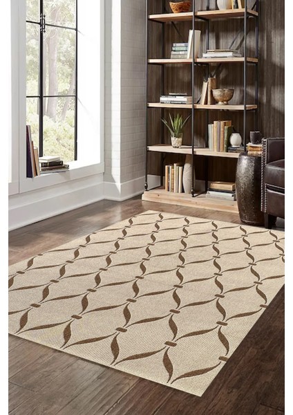 Mavi Krem Sisal Lüx Örgü Kilim Halı