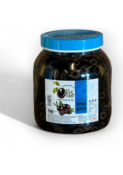 Dilimli Siyah Zeytin Süzme Ağırlık 1 kg Cam Pet