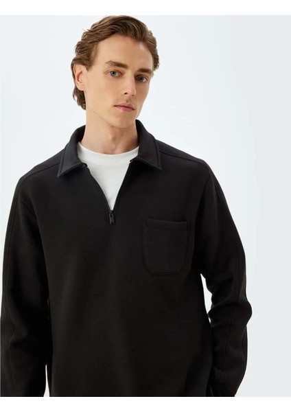 Erkek Giyim Sweatshirt - Koton - 5WAM70061MK - Siyah - S modelleri