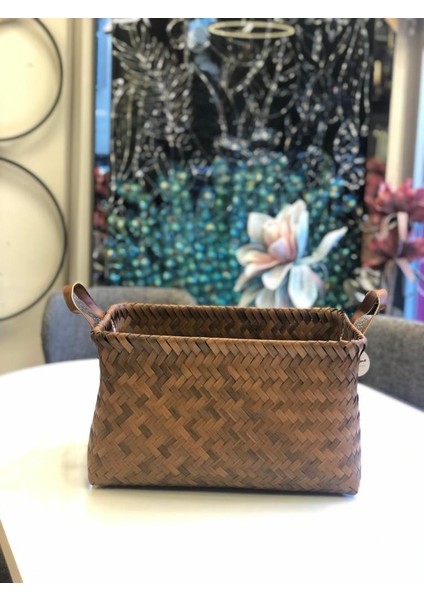 Kahverengi Dikdörtgen Örme Sepet 40X31X23CM fiyatları