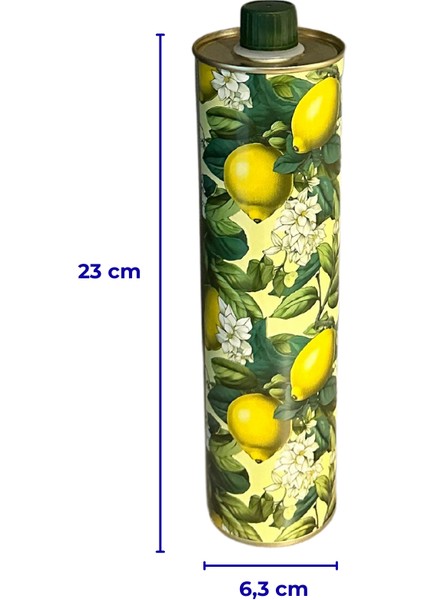 Home Dekoratif 750 ml Kapaklı Silindir Boş Zeytinyağı Tenekesi Limon