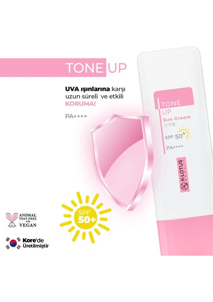 K-Lotus Tone Up Yüz ve Vücut Spf 50+ Güneş Koruyucu Krem Pa++++ 50 ml (Tüm Cilt Tipleri Için)