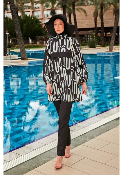 Desenli Tam Kapalı Tesettür Mayo R2412 modelleri