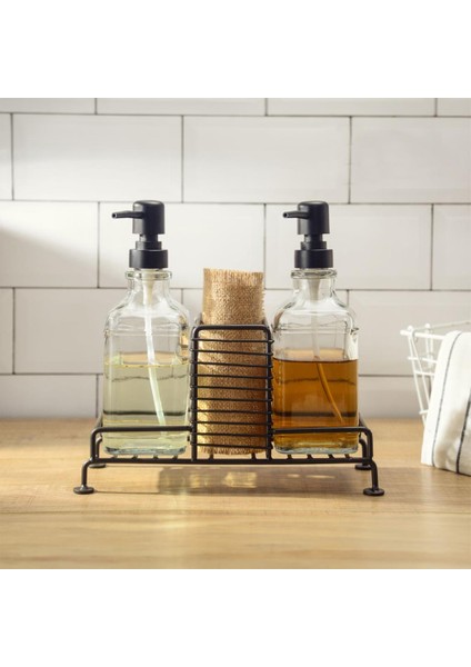 Siyah Standlı 2'li Sıvı Sabunluk Seti