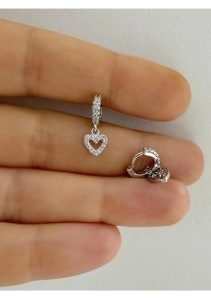 Arescollection 1 Adet Zirkon Taşlı Kalp Sallantılı Tragus Rook Uyumlu Minimal Halka Piercing Küpe