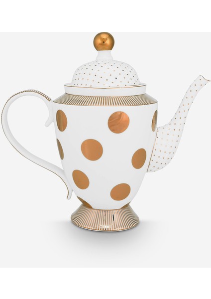 Dot Delight Beyaz Porselen Demlik 1200 ml