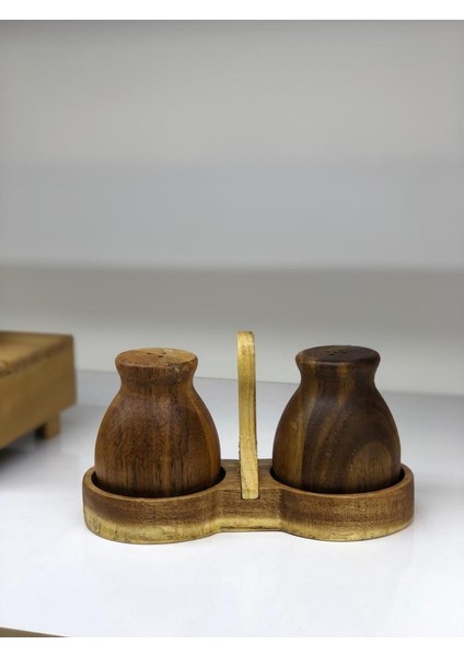 Akasya Standlı Tuzluk Biberlik Seti