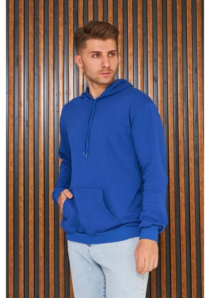 Erkek Regular Fit Kapüşonlu Kanguru Cepli Uzun Kollu Sweatshirt