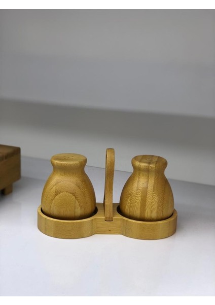 Bambu Standlı Tuzluk Biberlik Seti