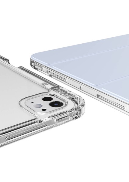 Apple iPad Pro 12.9 Inc 6. Nesil (2022) Manyetik Standlı Darbeye Dayanıklı Shockproof Kalemlikli Kızaklı Hybrid Kılıf A2436 A2437 A2764