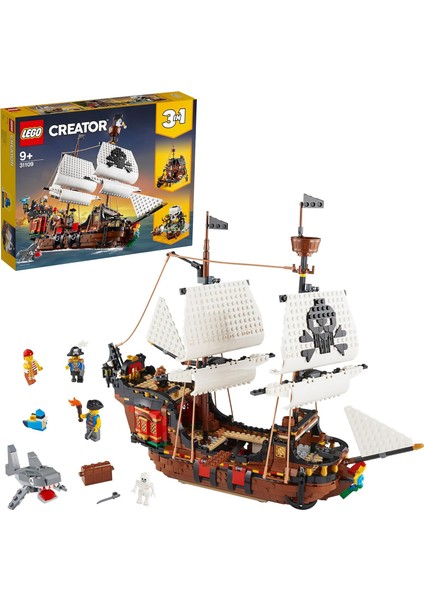 Creator 3 Ü 1 Arada Korsan Gemisi 31109-9 Yaş ve Üzeri Için Yaratıcı Oyuncak Yapım Seti (1260 Parça)