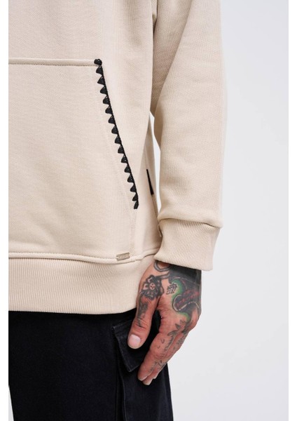 Kapüşonlu Crochet Embroıdered Baskı Oversize Sweatshirt fiyatları