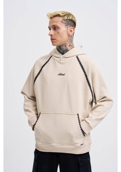 Kapüşonlu Crochet Embroıdered Baskı Oversize Sweatshirt fırsatları