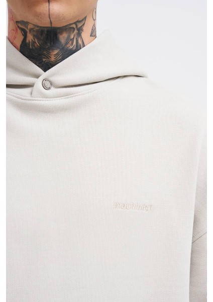 Kapüşonlu Basıc Dıagonal Oversize Sweatshirt
