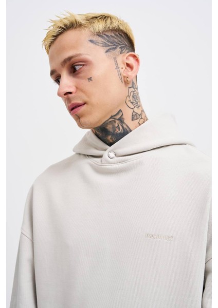 Kapüşonlu Basıc Dıagonal Oversize Sweatshirt modelleri