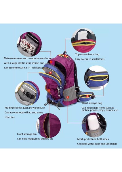 Outdoor Kamp ve Yürüyüş Sırt Çantası (36 Litre Kapasiteli) Mor 9860 fırsatları
