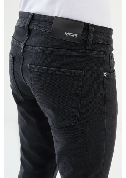Düz Siyah Super Slim Fit Erkek Kot Pantolon