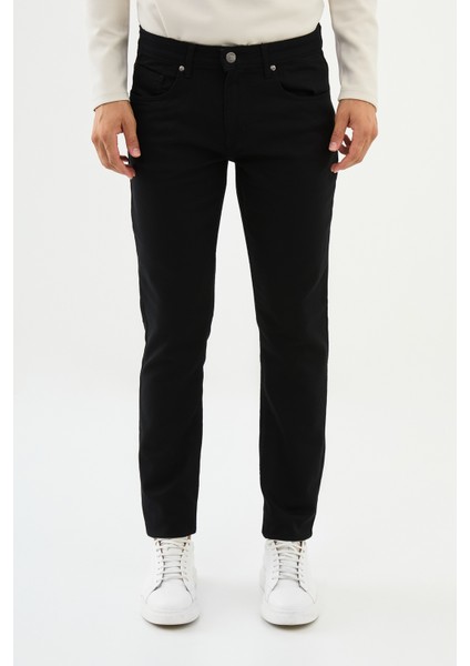 Düz Siyah Super Slim Fit Erkek Kot Pantolon