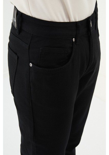 Düz Siyah Super Slim Fit Erkek Kot Pantolon
