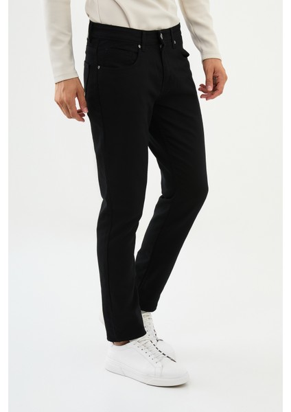 Düz Siyah Super Slim Fit Erkek Kot Pantolon