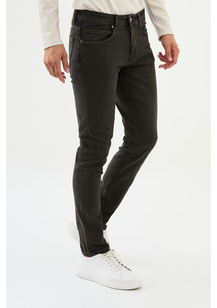 Düz Kahverengi Super Slim Fit Erkek Kot Pantolon