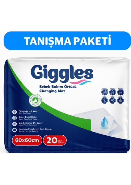 Bebek Bakım Örtüsü 60x60 Alt Açma Bezi 20 Adet