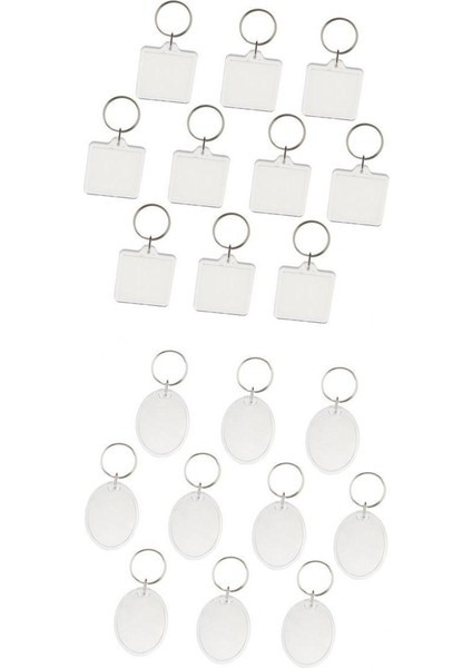 10PCS Akrilik Boş Tuş Temel Yuvarlak Kare Fotoğraf Çerçevesi Anahtarlık Dıy (Yurt Dışından)