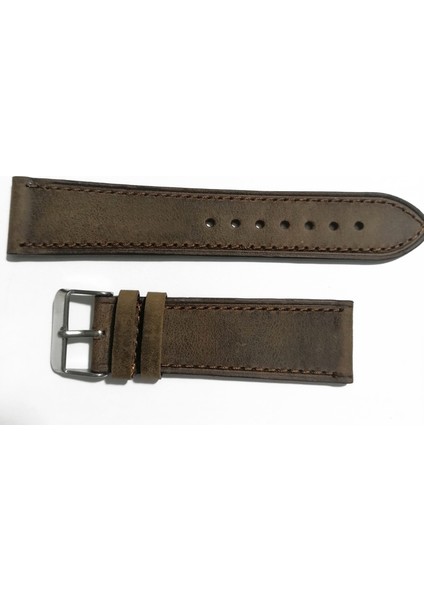 Fossil &her Saate Uyumlu Kahverengi Dikişli 22 mm Grizi Deri