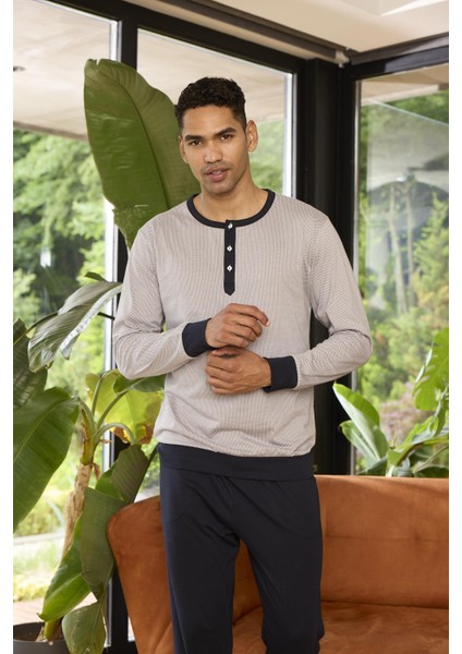 Midi Yaka Pamuklu Pijama Takımı 9268