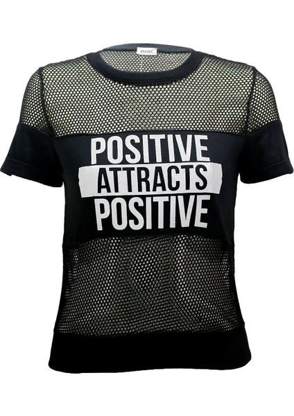 Erimeks Kadın Fileli Baskılı T-Shirt