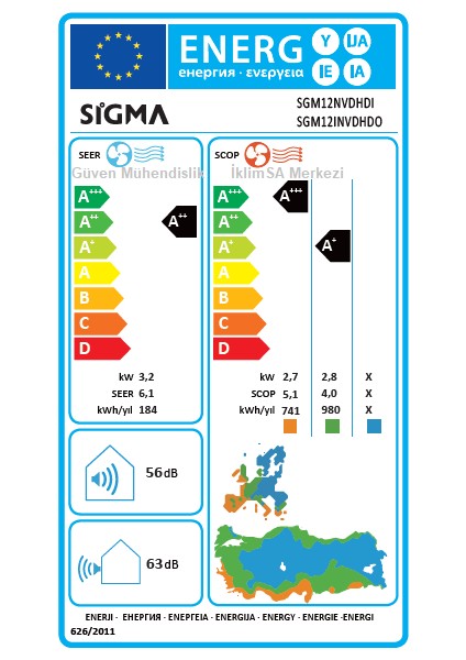 SGM12INVDHD Comfort Serisi A++ 12.000 BTU /H Inverter Duvar Tipi Klima