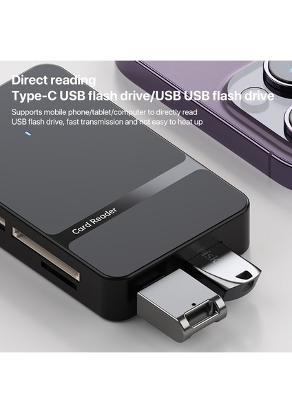 Çoklu 8in1 Sd/tf/cf/ms/m2/micro Hafıza Kart Okuyucu Adaptörü Iphone/ipad Type-C/usb Cihazları