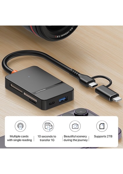 Çoklu 8in1 Sd/tf/cf/ms/m2/micro Hafıza Kart Okuyucu Adaptörü Iphone/ipad Type-C/usb Cihazları